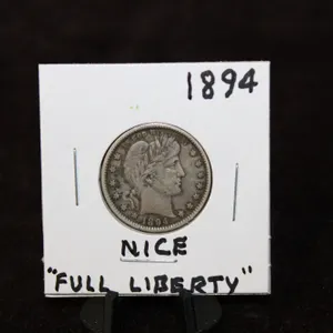 1894 U.S. Barber Silver Quarter, Full Liberty