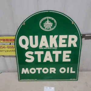 Quaker State Motor Oil Tombstone Metal Sign, "Guaranteed 100 Per Cent Pure"