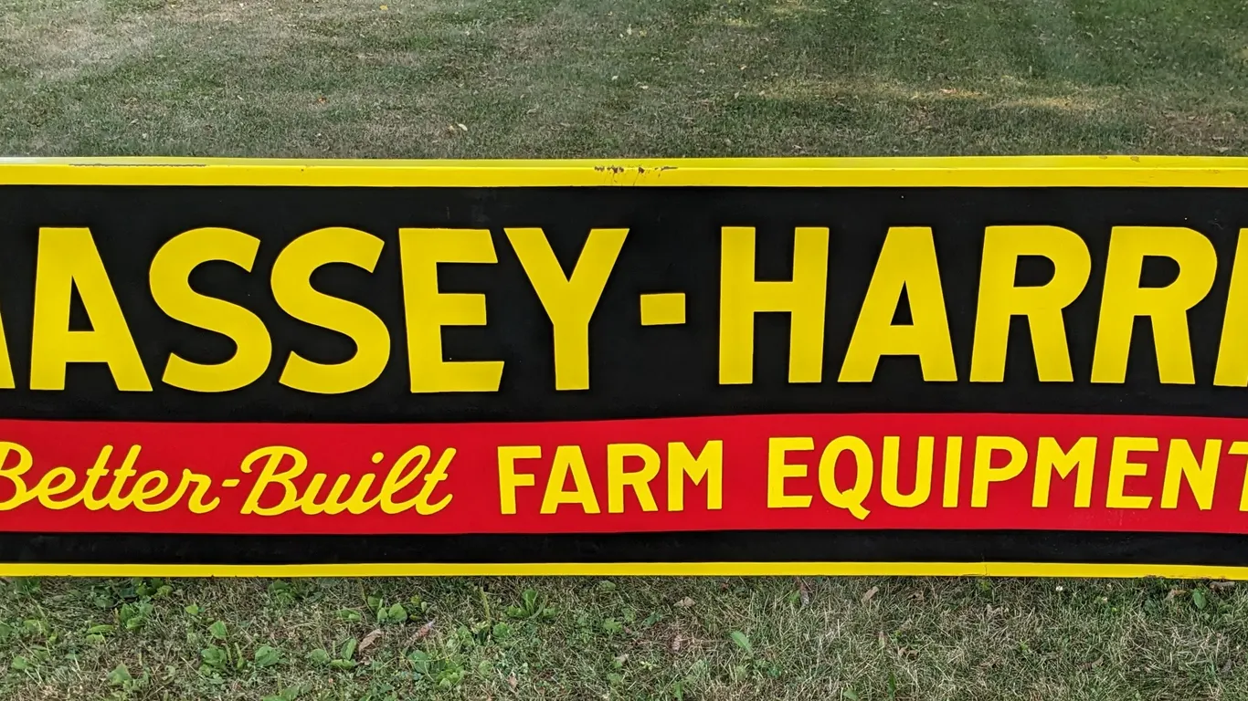 LARGE PORCELAIN SIGN MASSEY HARRIS BETTER BUILT FARM EQUIPMENT