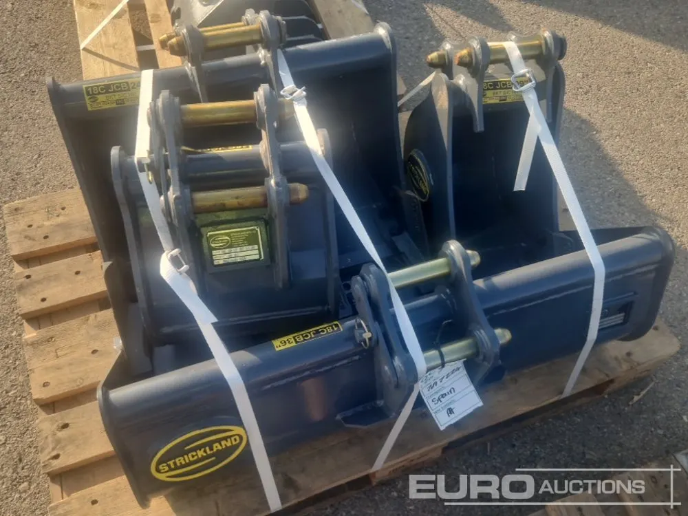 Unused Strickland Set of 9' Digging Bucket (S/N 5034846-006), 24' Digging Bucket (S/N 5034846-034), 12' Digging Bucket (S/N 5034846-015), 36' Cleaning
