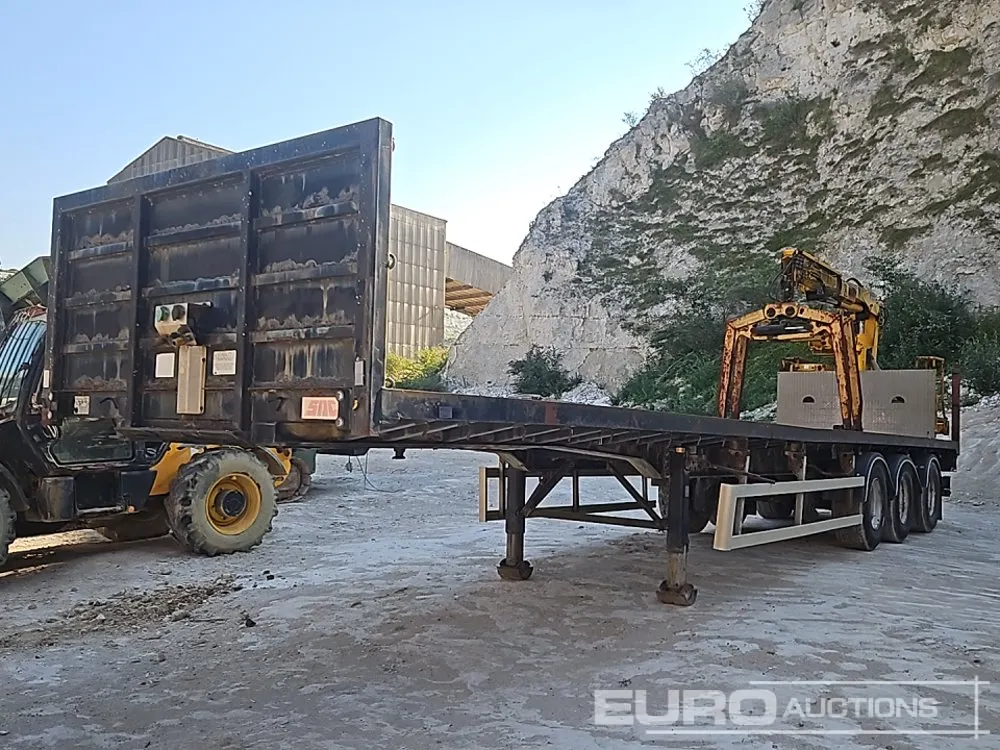 2006 SDC Tri Axle Flat Bed Trailer, Hiab Sliding Loading Crane, Hydraulic Rotating Bloack Grab