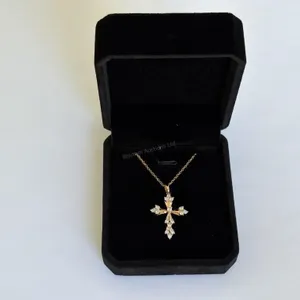 New 18K Gold Plated 32.0mm Cross Necklace