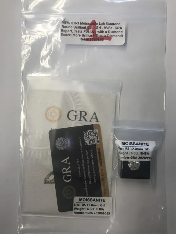 New 6.0 Carat Moissanite Lab Diamond