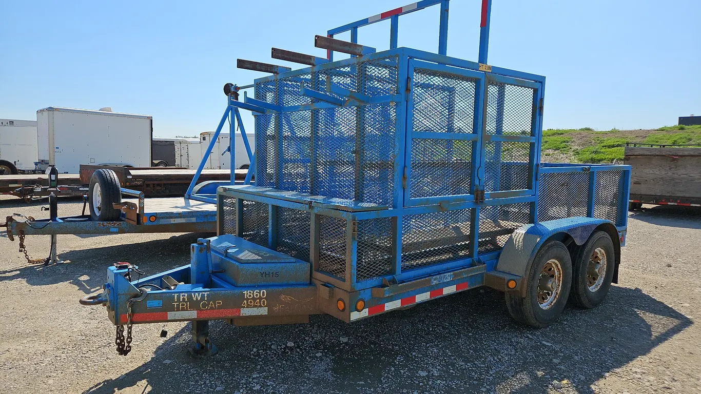 2011 Falcan FL270 Cage T/A 14ft Pintle Hitch Equipment Trailer