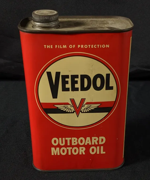 QUART VEEDOL OUTBOARD MOTOR OIL CAN TIDE WATER ASSOCIATED
