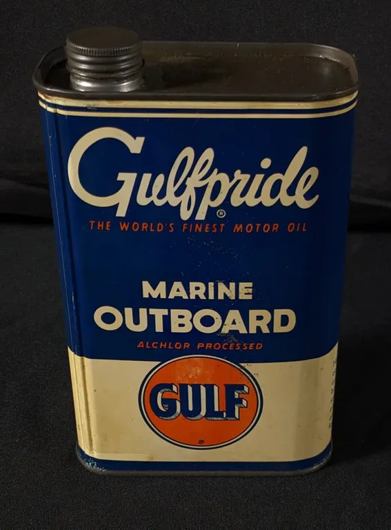 QUART GULFPRIDE GULF MARINE OUTBOARD MOTOR OIL CAN