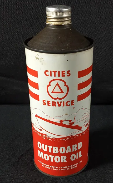 QUART CITIES SERVICE OUTBOARD MOTOR OIL CAN