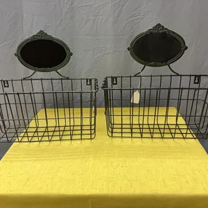 Green metal baskets