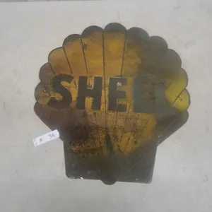 Vintage Shell Oil Company Scallop Shell-Shaped Painted Metal Advertising Sign, 20.6”×20.6”