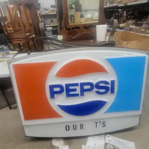 Vintage Pepsi Illuminated Light-Up Box Sign with Globe Logo, 2-Sided