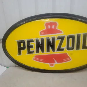Pennzoil Oval Service Station lense Sign with Red Bell Logo 60”×35”