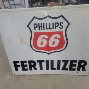 1956 Phillips 66 Fertilizer metal Dealership Sign with Shield Logo 48”×60”