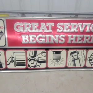GM Authorized Service "Great Service Begins Here" metal embossed Advertising Sign, circa 1970s