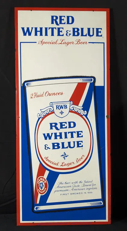 TIN SIGN PABST BREWERIES RED WHITE & BLUE SPECIAL LAGER BEER
