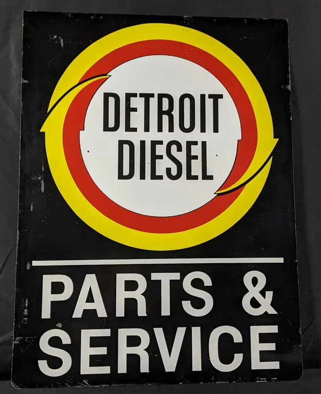 TIN SIGN DETROIT DIESEL PARTS & SERVICE (2 SIDED)