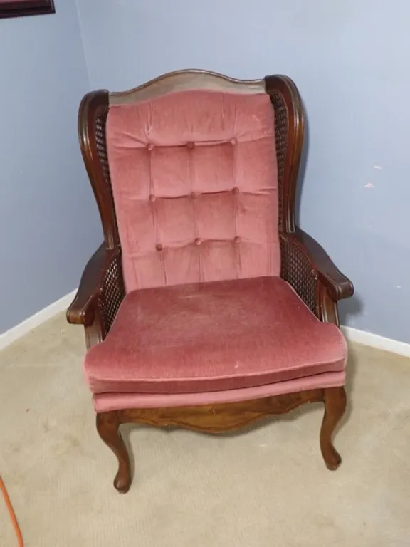 Sears Tufted Pink Velvet Wingback Chair