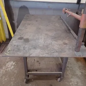 Hand-Fabricated Steel Work Table with Adjustable Arm