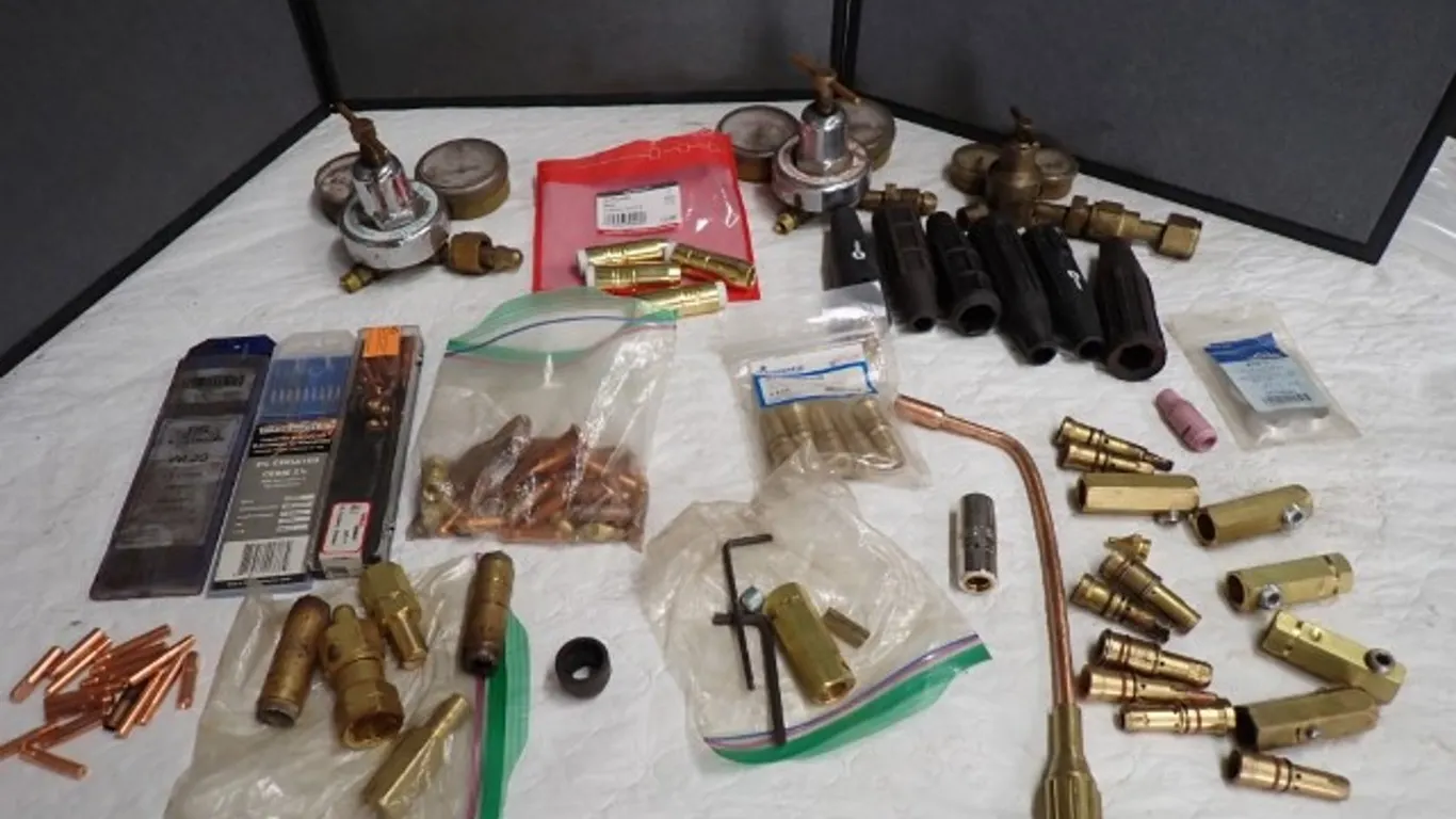 Assorted Welding Torch Consumables, Regulators & Accessories