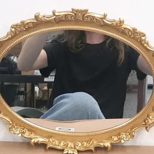 Ornate Gold Oval Wall Mirror, Rococo Revival Style, 40"x22", Decorative Floral Frame