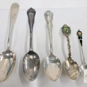 Five (5) Vintage Sterling Silver Souvenir Spoon , Weight Unknown