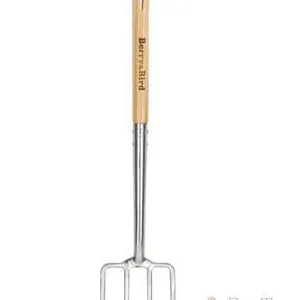 NEW Berry & Bird Stainless Steel Garden Fork, FSC Ash Wood D-Handle, 37.4in x 5.3in, 4-Tine, Handcrafted