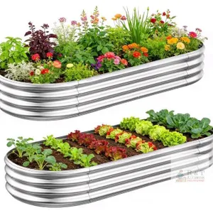 Galvanized Steel Oval Raised Garden Bed Kit, 2-Pack, 4 ft. x 2 ft. x 1 ft. new
