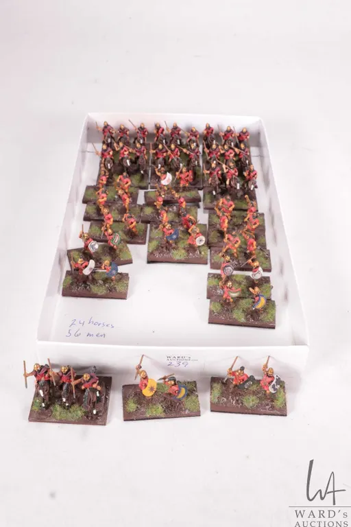 Large selection of what appears to be 15mm Roman or Macedonian figures including mounted riders. App