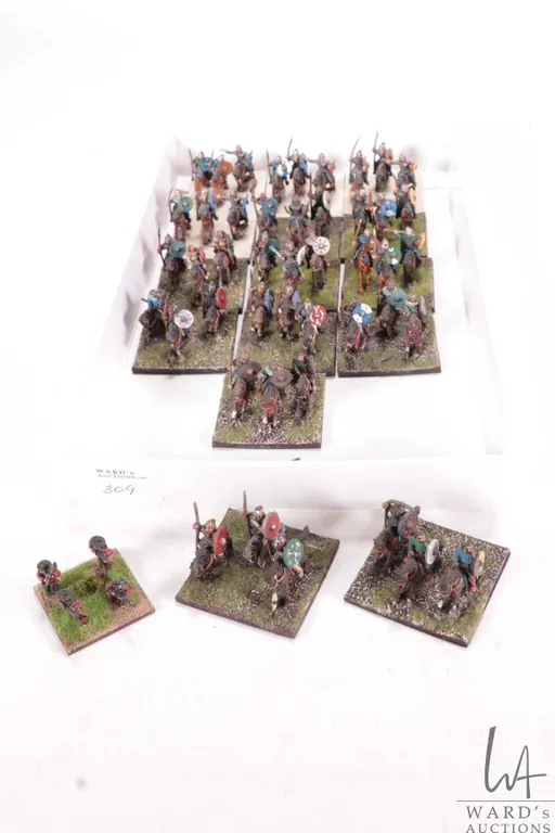Large selection of what appears to be 15mm Viking and Saxon warriors including mounted fighters etc.