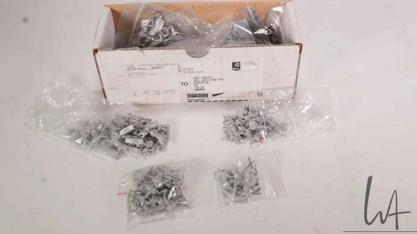 Large selection of 10mm metal miniatures, appears to be Napoleonic era , box marked Austrian Uhlans,