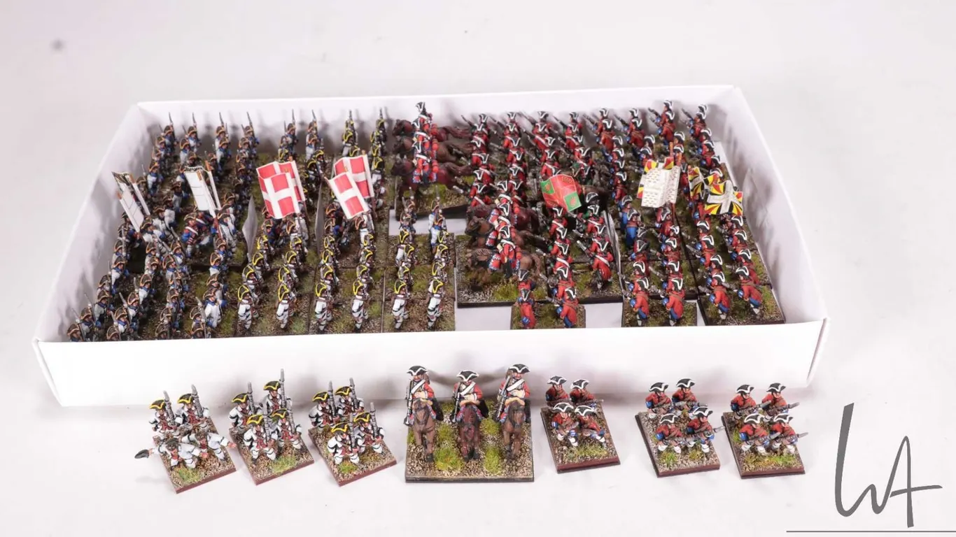 Large selection of what appears to be 15mm Napoleonic army including cavalry and infantry. 60 bases