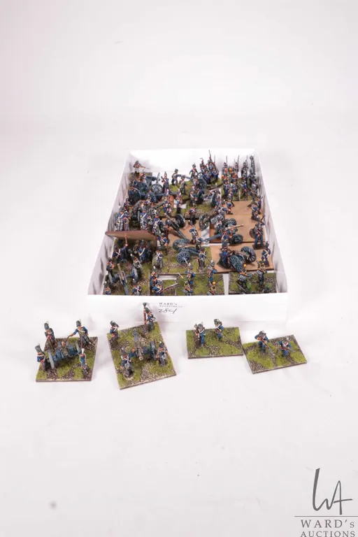 Large selection of what appears to be 15mm Napoleonic infantry and artillery. Approximately 29 indiv