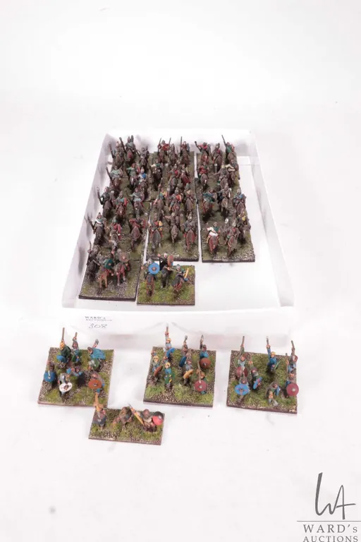 Large selection of what appears to be 15mm Viking and Saxon warriors including mounted fighters etc.