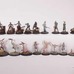 Nineteen painted tabletop war gaming figures, possibly Malifaux, not confirmed