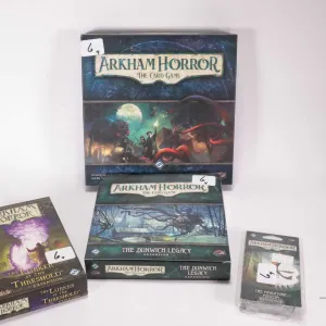Arkham Horror The Card Game with The Dunwich Legacy and The Lurker at the Threshold expansion kits p