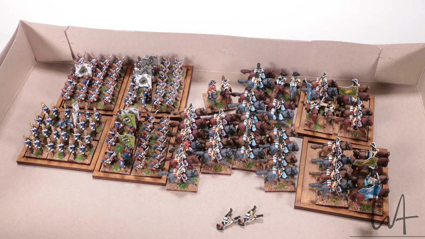Large selection of what appears to be 15mm Seven Years war Prussian army with calvary. Approximately