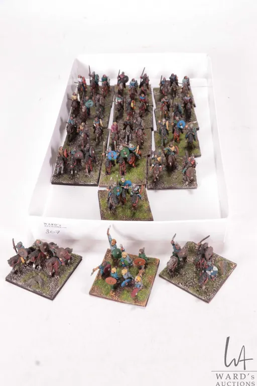 Large selection of what appears to be 15mm Viking and Saxon warriors including mounted fighters etc.