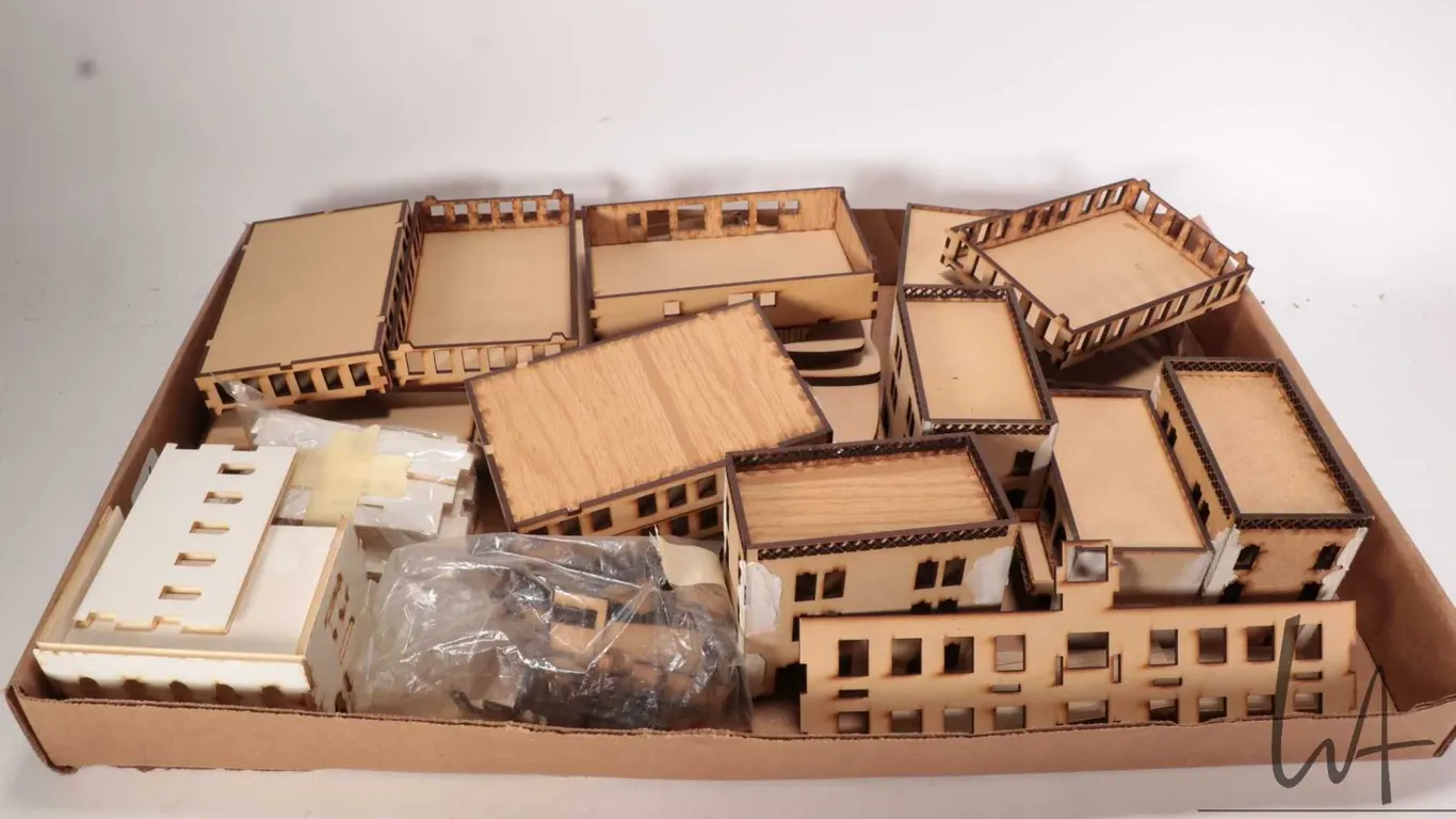 Selection of laser cut wooden pre-built building kits