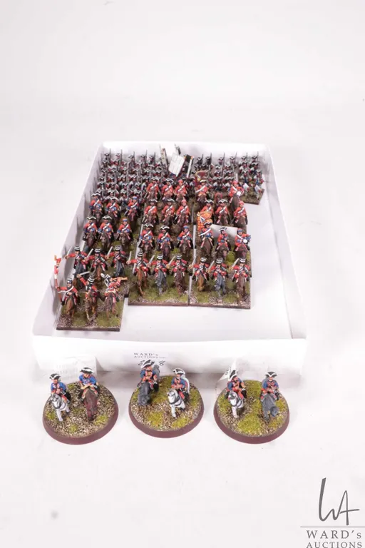 Large selection of what appears to be 15mm Napoleonic cavalry and infantry including 31 bases with t