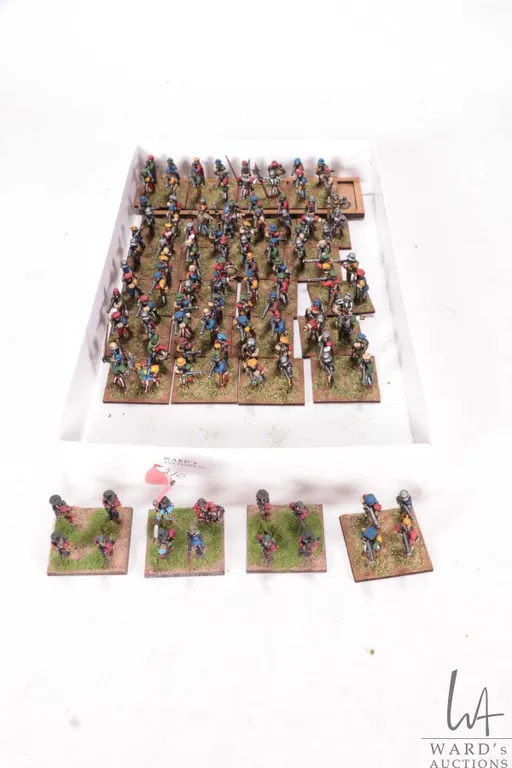 Large selection of what appears to be 15mm English/ Spanish figures including riflemen, swordsmen et
