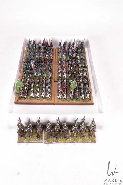 Large selection of what appears to be 15mm Napoleonic army including infantry and cavalry men etc. A