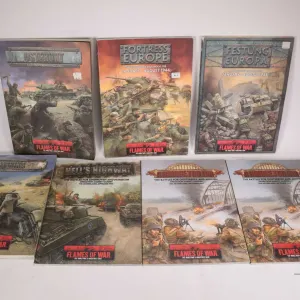 Seven softcover Flames of War gaming books