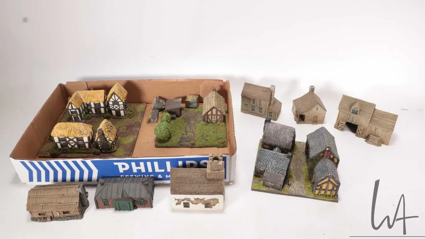 Selection of resin/ plastic European medieval buildings for gaming