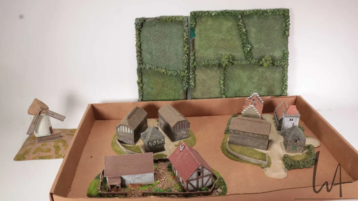 Selection of resin/ plastic European buildings and scenery for gaming