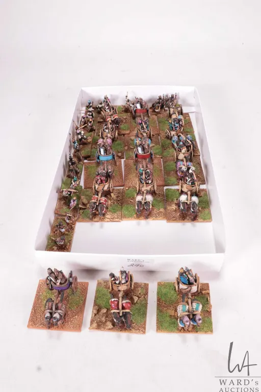 Large selection of what appears to be 15mm Egyptians including chariots, horse and pikemen. 23 woode