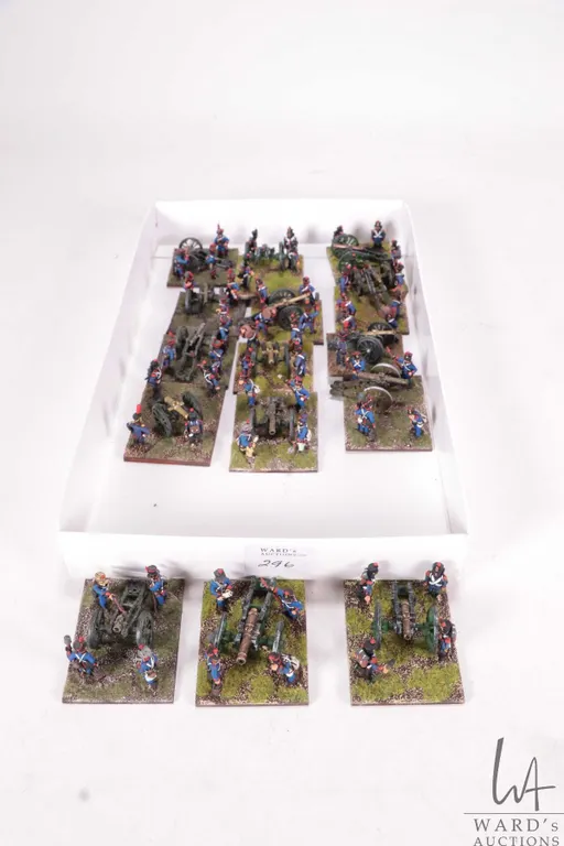 Large selection of what appears to be 15mm Napoleonic cannon artillery models including 15 wooden ba
