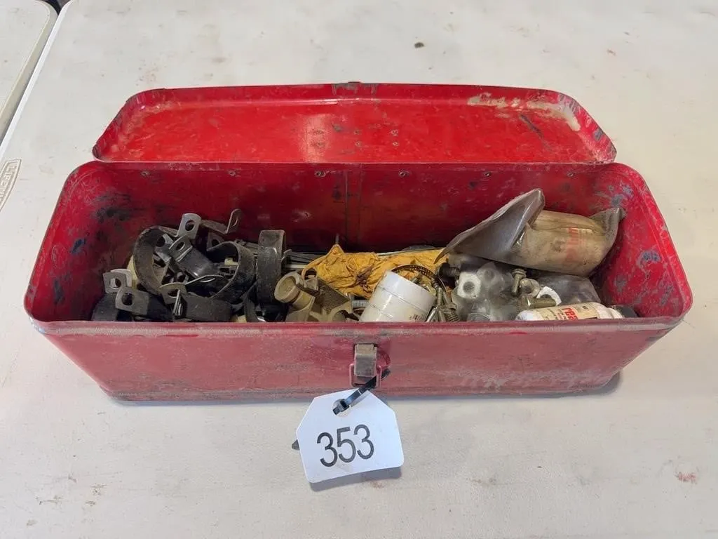 Red Tool Box w/Misc Hardware