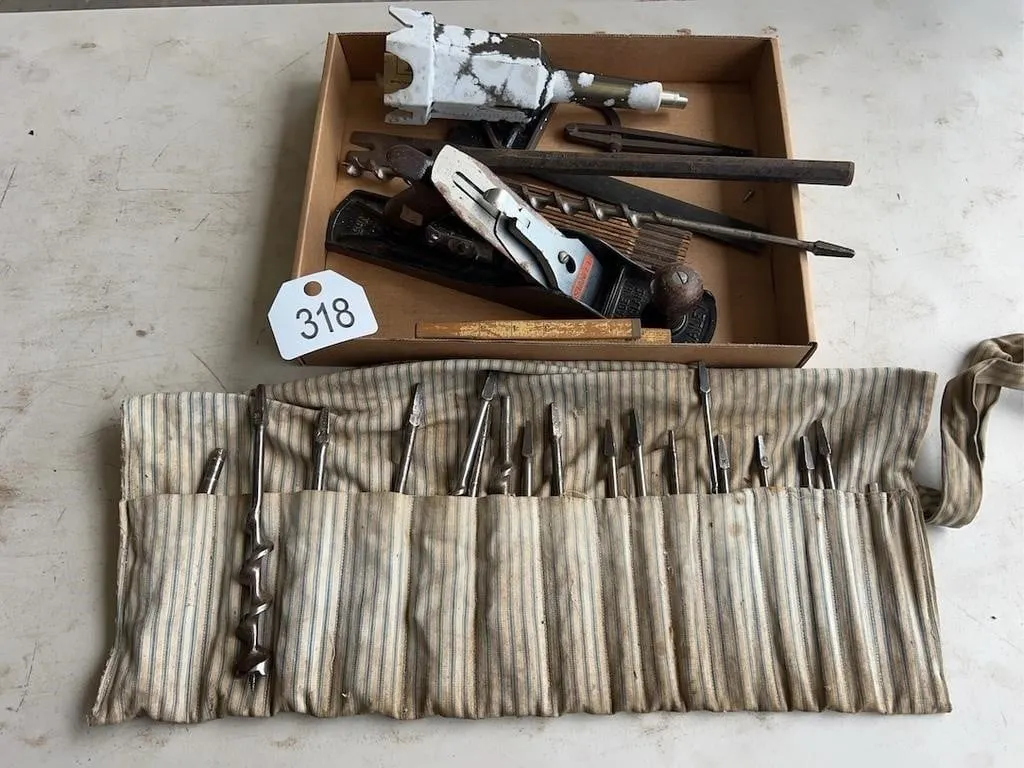 Stanley #5 Hand Plane and Brace Bit Set