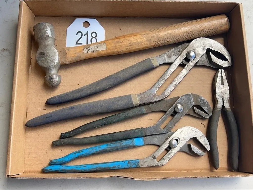 (3) Channel Lock, Pliers, Hammer