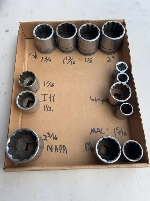 Assorted Brands Large Sockets (S-K, IH, Wright, MA