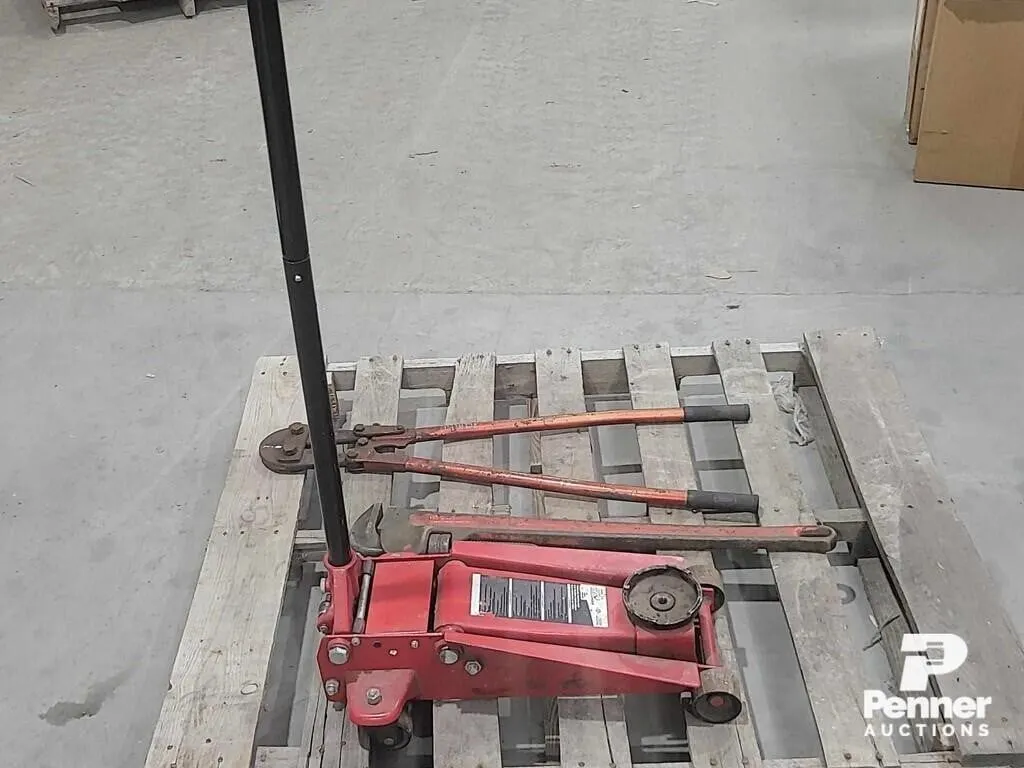 Floor Jack, Large Pipe Wrench & Bolt Cutters